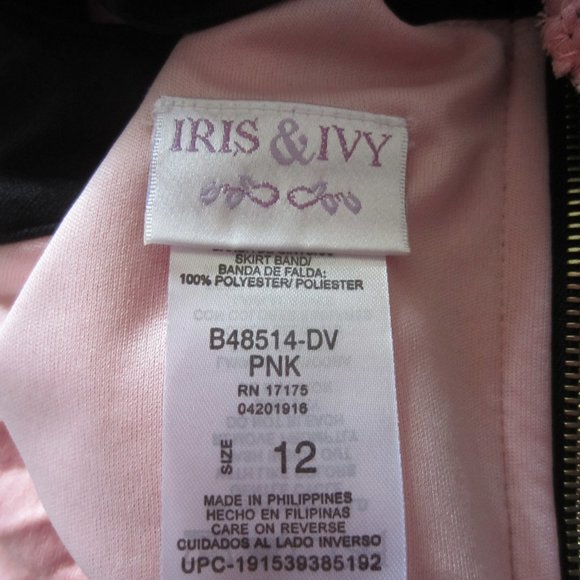IRIS & IVY Girl's Sleeveless Dress Size 12 Pink & Black Pleated Skirt - Picture 7 of 8